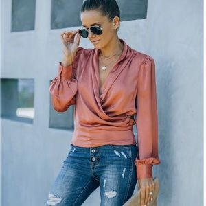 VICI Drape Blouse Dusty Rose (Medium)